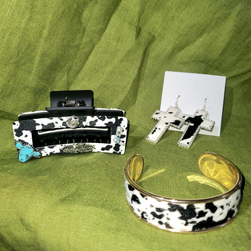 Black Cowhide Western Set